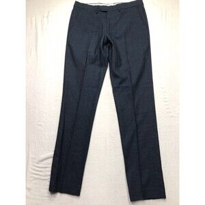 J CREW Bowery Pant Men 32x34 Indigo Blue 100% Wool Trouser Flat Front Chino